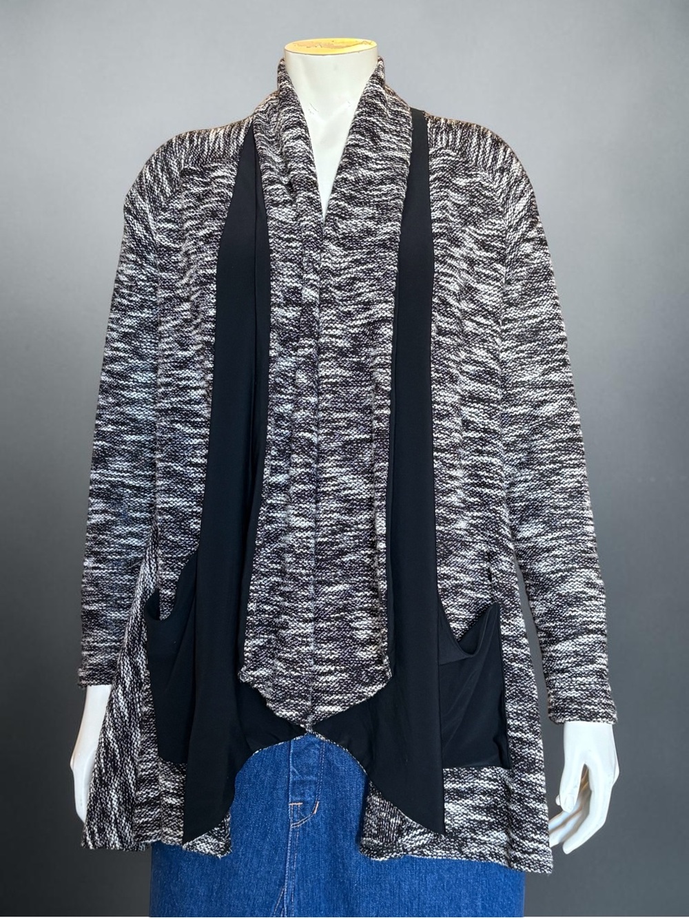Sympli Textured Open-Front Mixed Fabric Blazer Jacket Size 6 Made In Canada Fall